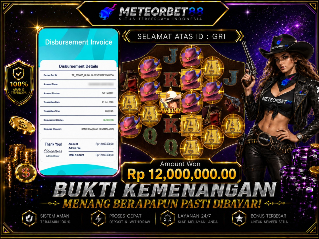 Bukti Jackpot Meteorbet88 Hari Ini, Menang Besar Rp 12.000.000 Dibayar Lunas Bukti Jackpot Meteorbet88 Hari Ini, Menang Besar Rp 12.000.000 Dibayar Lunas