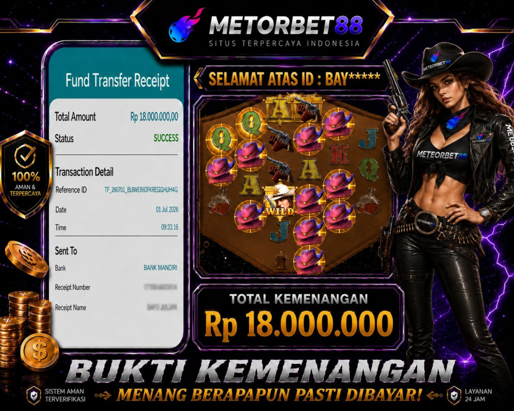 Bukti Jackpot Meteorbet88 Hari Ini, Menang Besar Rp 18.000.000 Dibayar Lunas