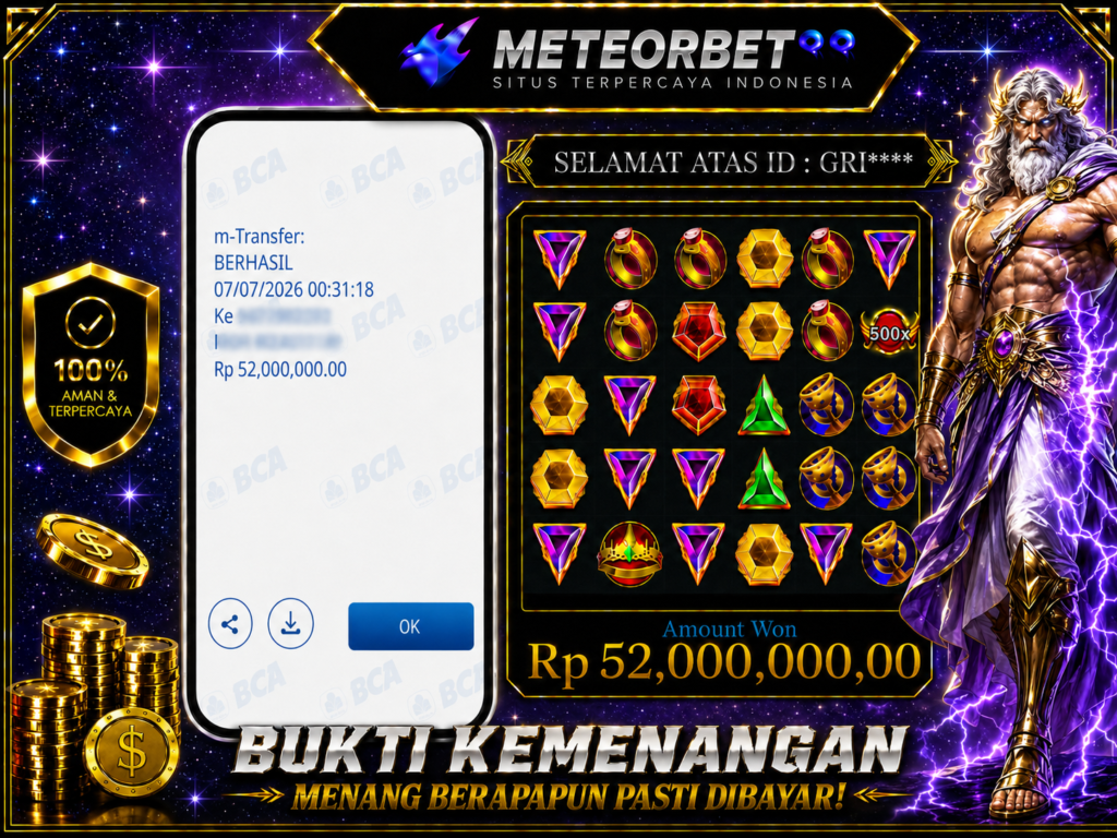 Bukti Kemenangan Meteorbet88 52 Juta Gates of Olympus 1000, Withdraw Berhasil dan Terpercaya Bukti Kemenangan Meteorbet88 52 Juta Gates of Olympus 1000, Withdraw Berhasil dan Terpercaya