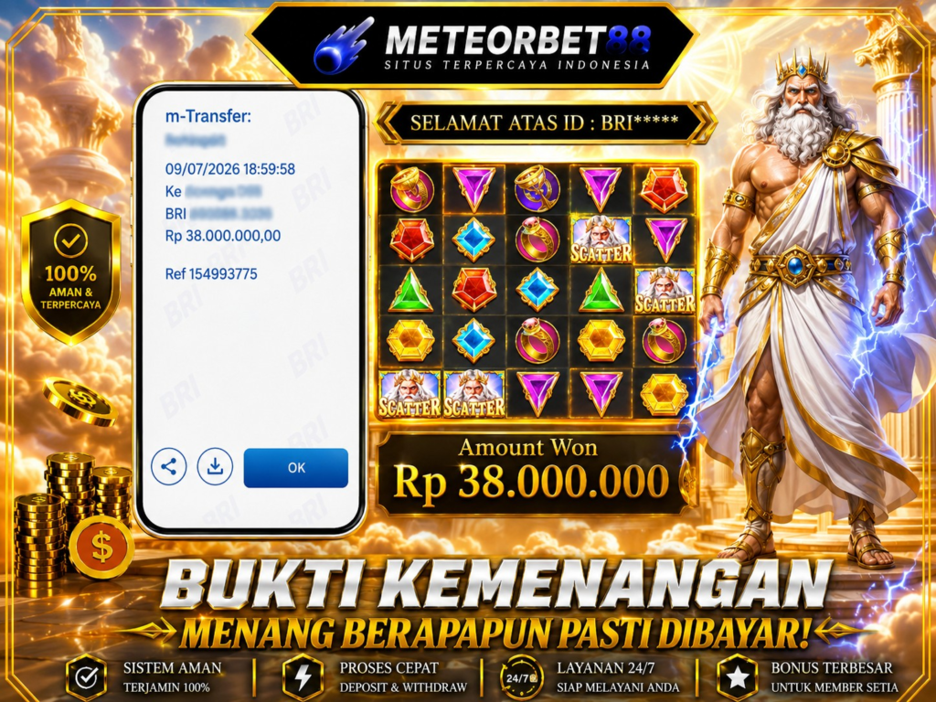Bukti Kemenangan Meteorbet88 38 Juta Gates of Olympus 1000, Deposit dan Withdraw Cepat